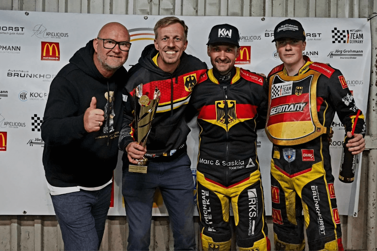 Speedway Stralsund Paar EM: v. li. Grohmann, Bartz, Wölbert, Blödorn